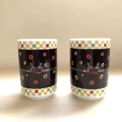 多色花模様 湯飲み 2個セット　温度で柄が変化します