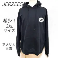 【希少2XL】ジャージーズ バックプリント スウェットパーカー 黒 古着 513