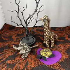 87. 布アニマル3点セット/タイ国プーケットお土産 カメ・キリン・象さん