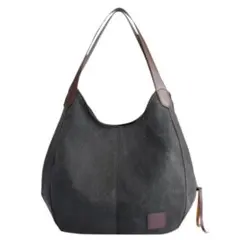 キャンバス トートバッグ カジュアル バッグ レディース 軽量 ブラック