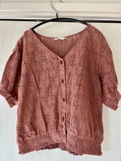 ehka sopo 花柄　レース　ショート　シャツ　ブラウス　【F】