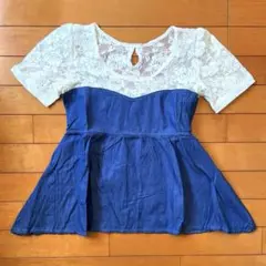 【最終価格】GRL グレイル /ドッキングブラウス レース デニム 美品