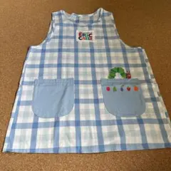 はらぺこあおむし エプロン 青チェック