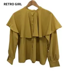 RETRO GIRL フリル付きシャツ マスタード トップス　羽織り　カジュアル