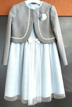 【極美品】CHOPIN deux ショパンドゥ水色ジャケット付きワンピース120