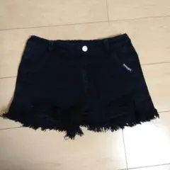 Anapgirl ブラックショートパンツ フリンジ付き