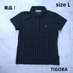 美品！　TIGORA　☆　半袖　ゴルフウェア　ポロシャツ　黒　L