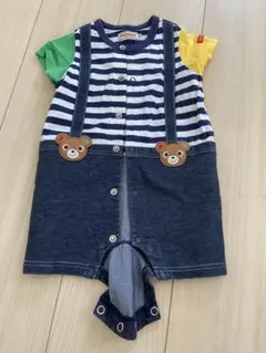 ミキハウス　ストライプロンパース 80