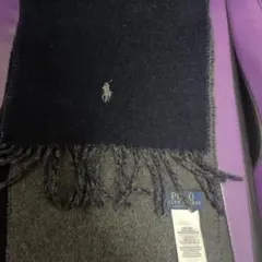 POLO ネイビー グレー マフラー ウールマフラー　ラルフローレン　イタリア製