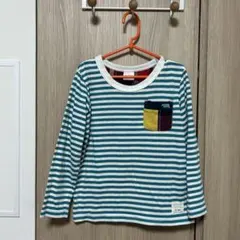 長袖カットソー 120cm 青白ストライプ