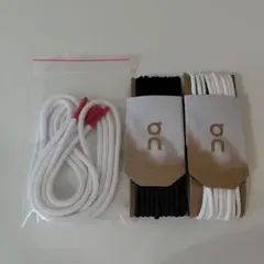 On 靴ひも ホワイト/ブラック 2点セット + どこかの靴ひも1点