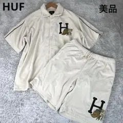 HUF ハフ 半袖シャツ ハーフパンツ L クリーム系 セットアップ