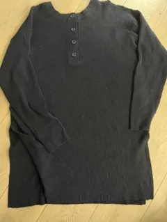 AZUL by MOUSSY アズールロング丈ニットセーターS 黒いリブ編み長袖