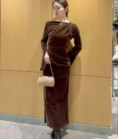 SNIDEL フロッキーベロアドレープドレス