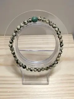 天然石ダルメシアンジャスパーとモスアゲート　ブレスレット 内径約16cm