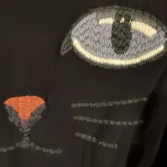 MOTHER猫顔モチーフ 刺繍 半袖 カットソー ブラックのサムネイル