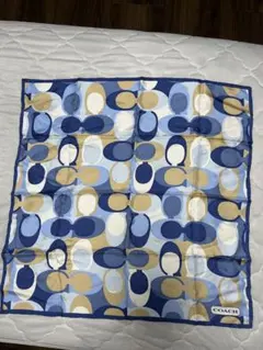 【美品】COACH スカーフ　ブルー系