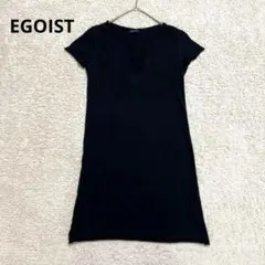 【エゴイスト】EGOIST 刺繍入りチュニック 半袖　ブラック　黒