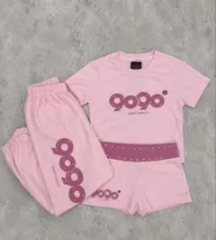 9090 半袖Tシャツ セットアップ ブラック ラインストーン グリッター