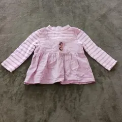 ピンク ストライプ 長袖Tシャツ