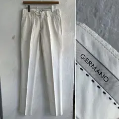 新品 GERMANO シアサッカー タック ホワイト スラックス ジェルマーノのサムネイル