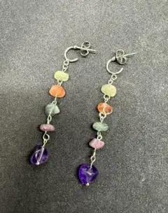 天然石　多色ロングピアス