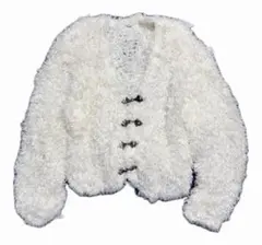 ALIFBARTER シャギーニット カーディガン 白 メタルフック Y2K