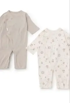 プティマイン　コンビ肌着　50-70 ベージュ星柄　遊園地柄