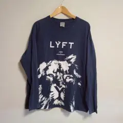 LYFT Ｔシャツ 長袖 ロゴ アニマル プリント ロンＴ 紺
