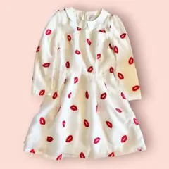 昭和レトロ　ワンピース　キスマーク柄　ミニワンピース　ヴィンテージ　S 個性的