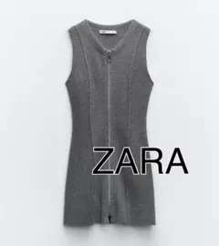 ZARA グレー ノースリーブニットワンピース