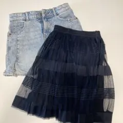 ZARA ネイビー チュールスカート 、デニムスカートサイズ8