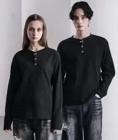 黒 M CLEL 完売 ファンクショナリー サーマルヘンリーネックTシャツ CLEL ファンクショナリー サーマルヘンリーネックTシャツ XS ブラック