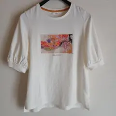フェリシモ イディット 花の名画をまとう パフスリーブ クリムト アートTシャツ