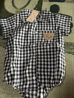 ギンガムチェック 半袖ロンパース 90cm