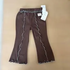 しまむら　RELAフリル付きブラウンフレアパンツ 100cm ブラウン