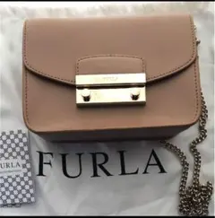FURLA フルラ カゴ レザー 革 MIX ショルダーバッグ レッドゴールド調 