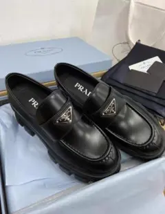 24cmPRADA ブラック ローファー 厚底