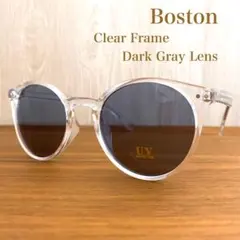 ボストン サングラス／クリアフレーム／グレー レンズ／メンズ・レディース／新品♣︎