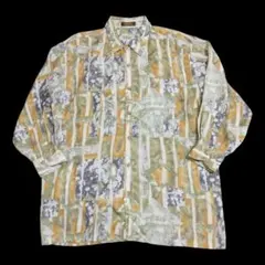 90s アラミス ARAMIS 幾何学模様 レトロデザイン 長袖シャツ M