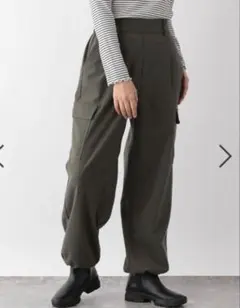GLOBAL WORK　あったかハイウエストカーゴパンツ　グレー