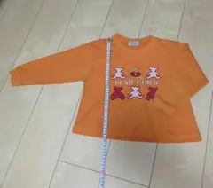 オレンジ クマ刺繍 長袖トレーナー 110