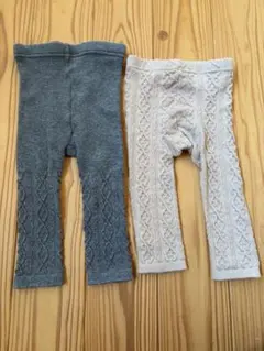 ベビーレギンス 2点セット グレー・クリーム 80cm UNIQLO 西松屋