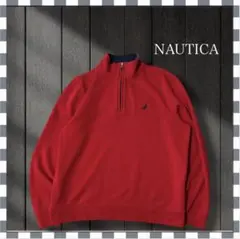2706/NAUTICAノーティカ ワンポイント刺繍ロゴスウェットハーフジップM