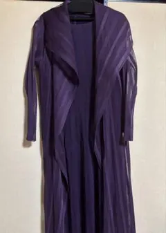 紫色 ストライプカーディガン・ドレスセット