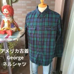 no474 アメリカ古着 George ネルシャツ