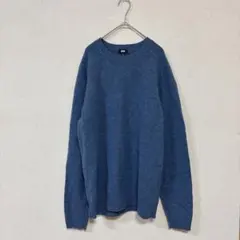 ユニクロ ラムクルーネックセーター ブルー XL ウール100% 長袖