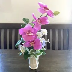 胡蝶蘭フラワーアレンジ　花器付アーティフィシャルフラワー造花　インテリアお供え花