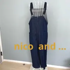 美品 niko and… ニコアンド インディゴブルー　　オーバーオール