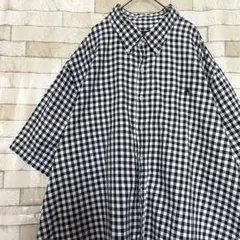ブルックスブラザーズ BDシャツ 半袖 刺繍ロゴ チェック柄 白 黒 灰 3XL